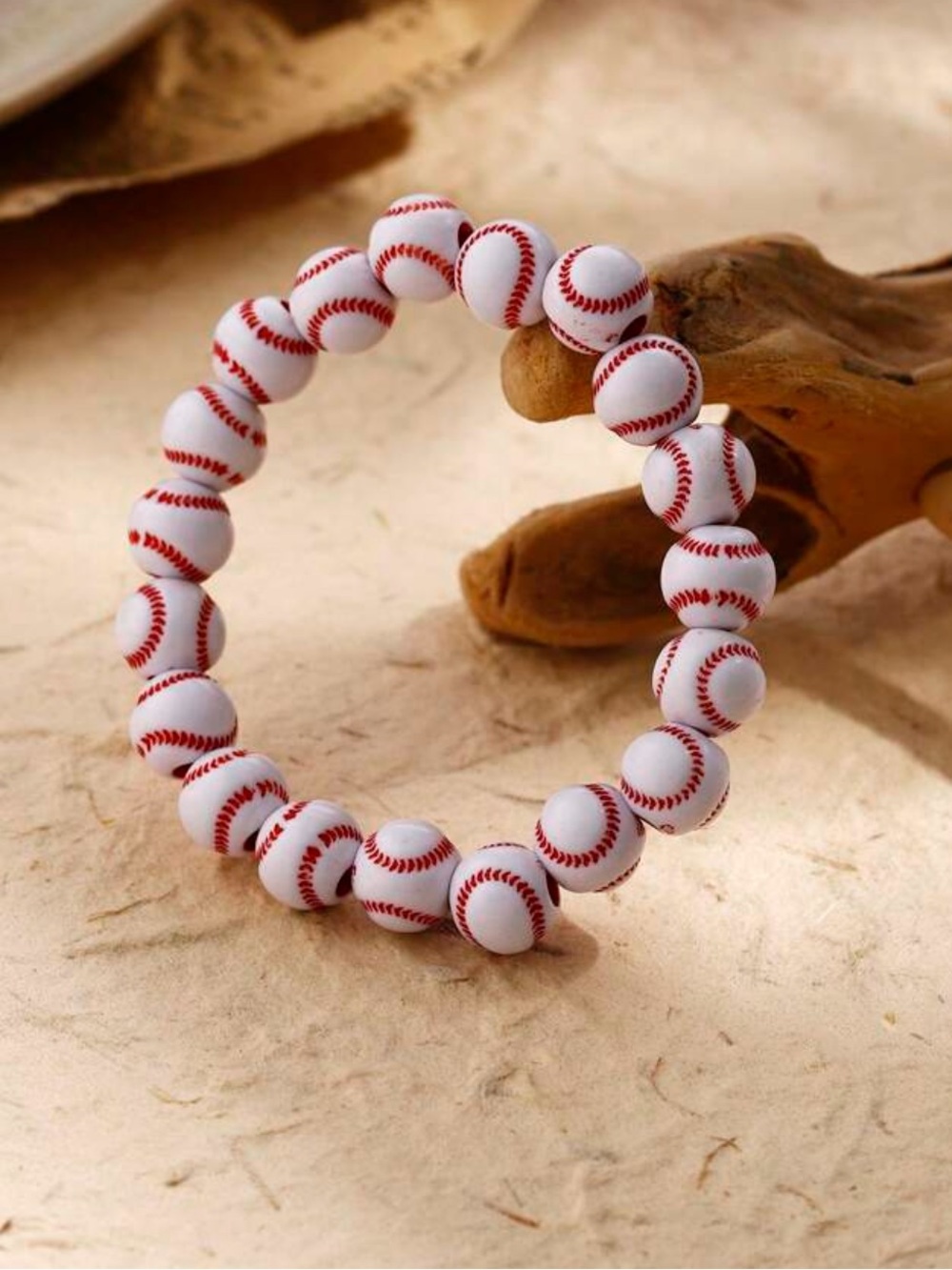 Baseball‎ Bead Stretch Bracelet
